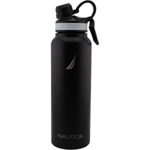 imageNAUTICA Double Wall Stainless Steel Tumbler With ScrewOn Cap 40 oz Cold And Hot Drink GreyBlack