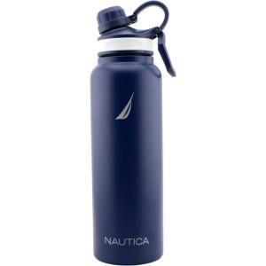 imageNAUTICA Double Wall Stainless Steel Tumbler With ScrewOn Cap 40 oz Cold And Hot Drink GreyNavy