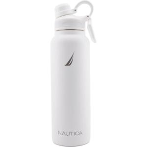 imageNAUTICA Double Wall Stainless Steel Tumbler With ScrewOn Cap 40 oz Cold And Hot Drink GreyWhite