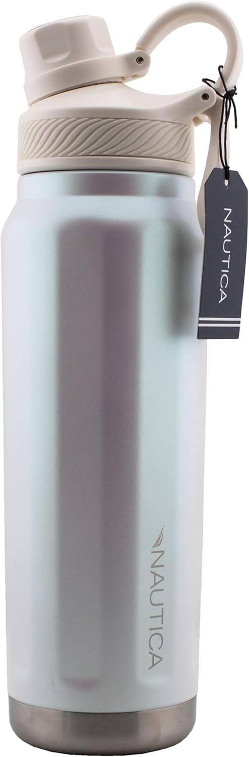 imageNautica 25 oz hydration flask DoubleWall Vacuum Insulated bottle Leak Proof ampamp BPA Free LIGHT BLUEIridescent Cream