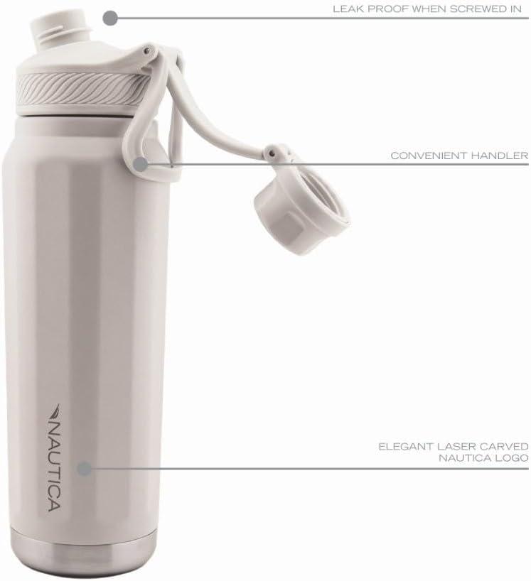 imageNautica 25 oz hydration flask DoubleWall Vacuum Insulated bottle Leak Proof ampamp BPA Free LIGHT BLUELIGHT GREY