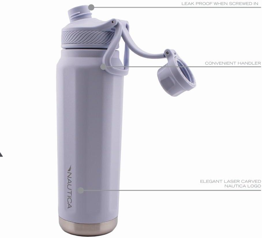 imageNautica 25 oz hydration flask DoubleWall Vacuum Insulated bottle Leak Proof ampamp BPA Free LIGHT BLUELight Blue