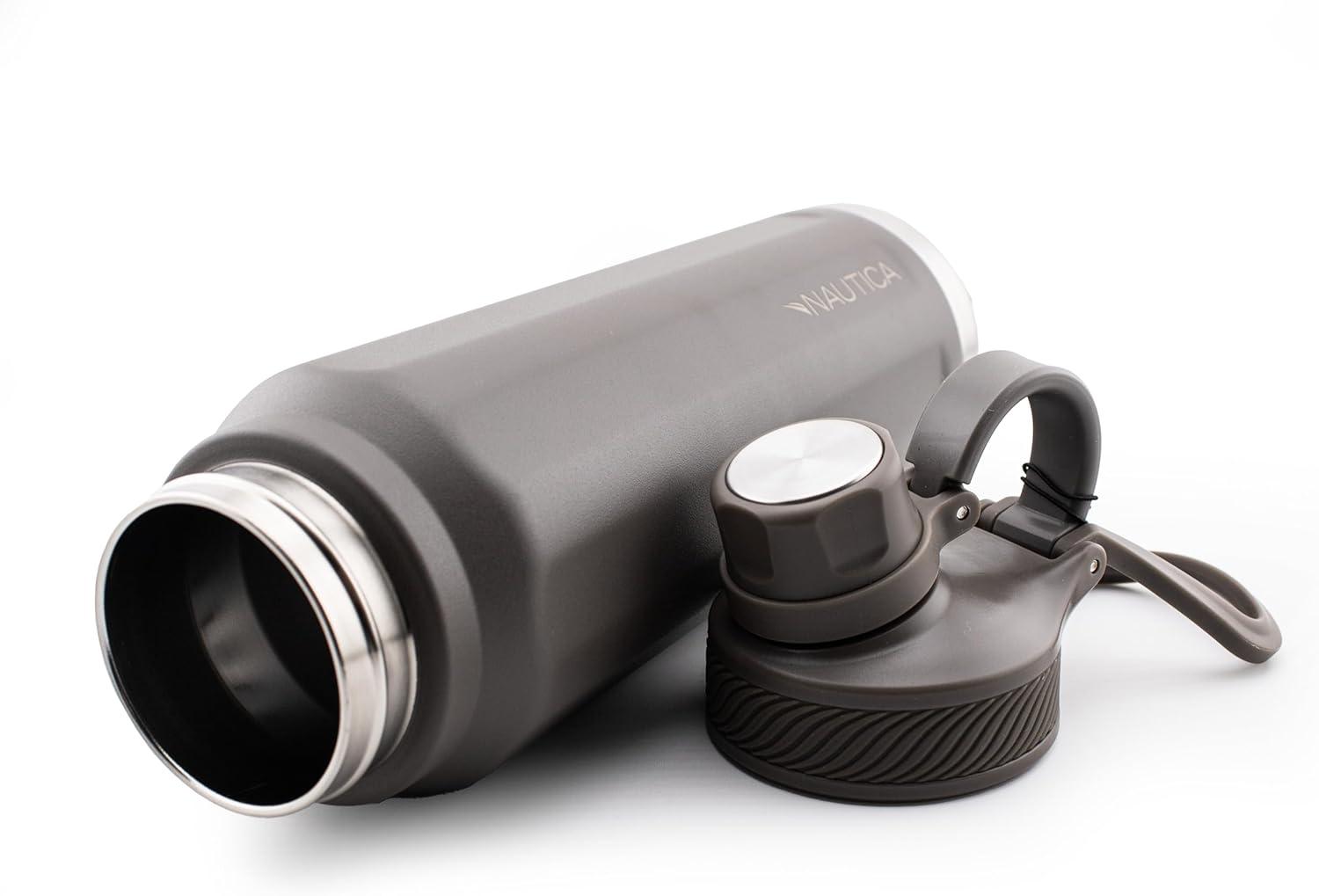 imageNautica 25 oz hydration flask DoubleWall Vacuum Insulated bottle Leak Proof ampamp BPA Free LIGHT BLUEMED GREY