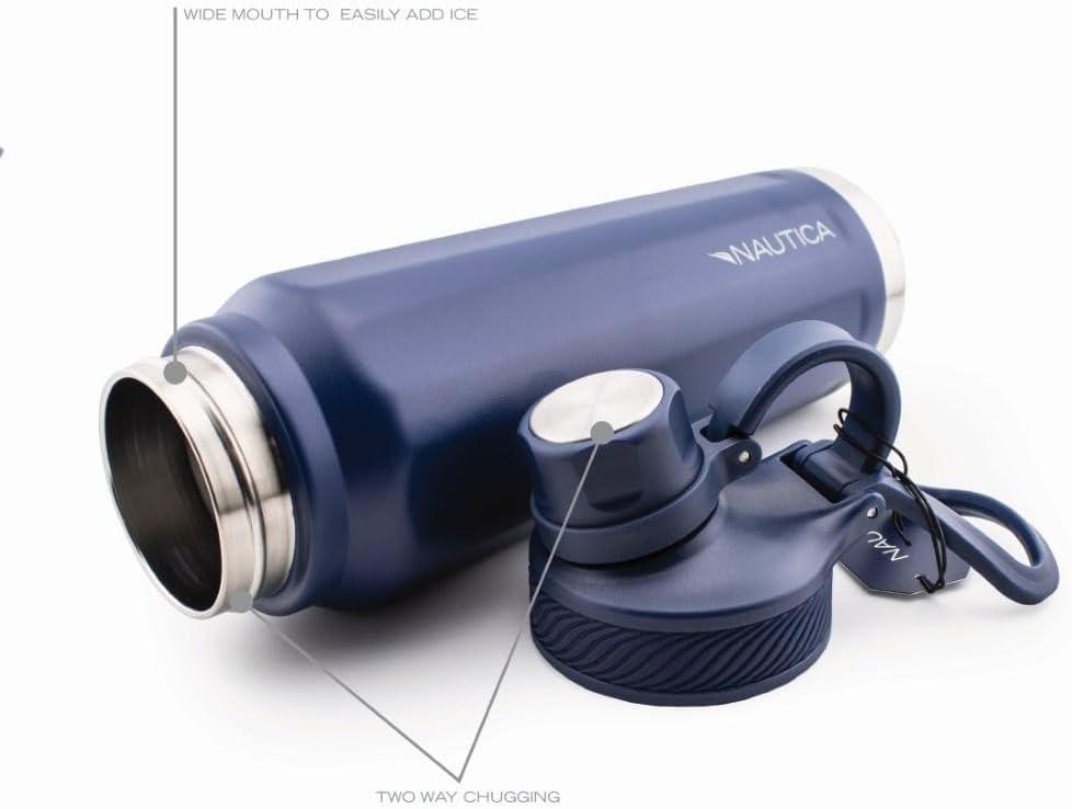 imageNautica 25 oz hydration flask DoubleWall Vacuum Insulated bottle Leak Proof ampamp BPA Free LIGHT BLUENavy