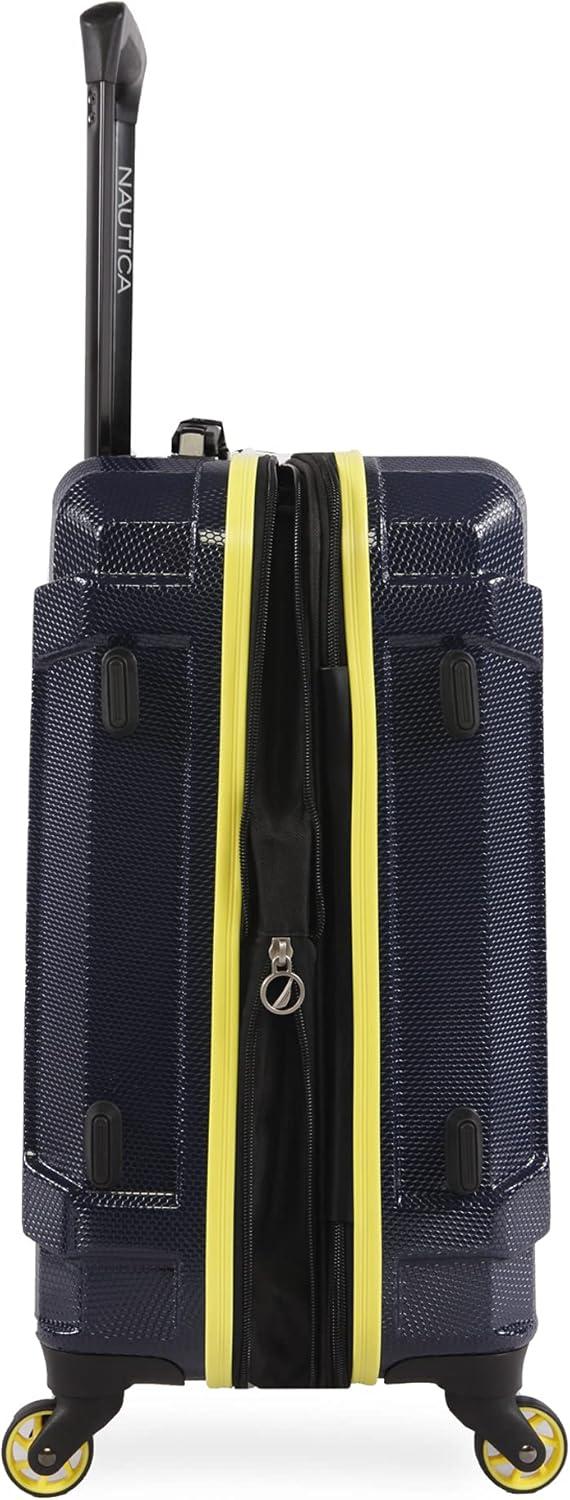 imageNautica Maker 21quot Carry On Hardside Spinner LuggageNavyYellow
