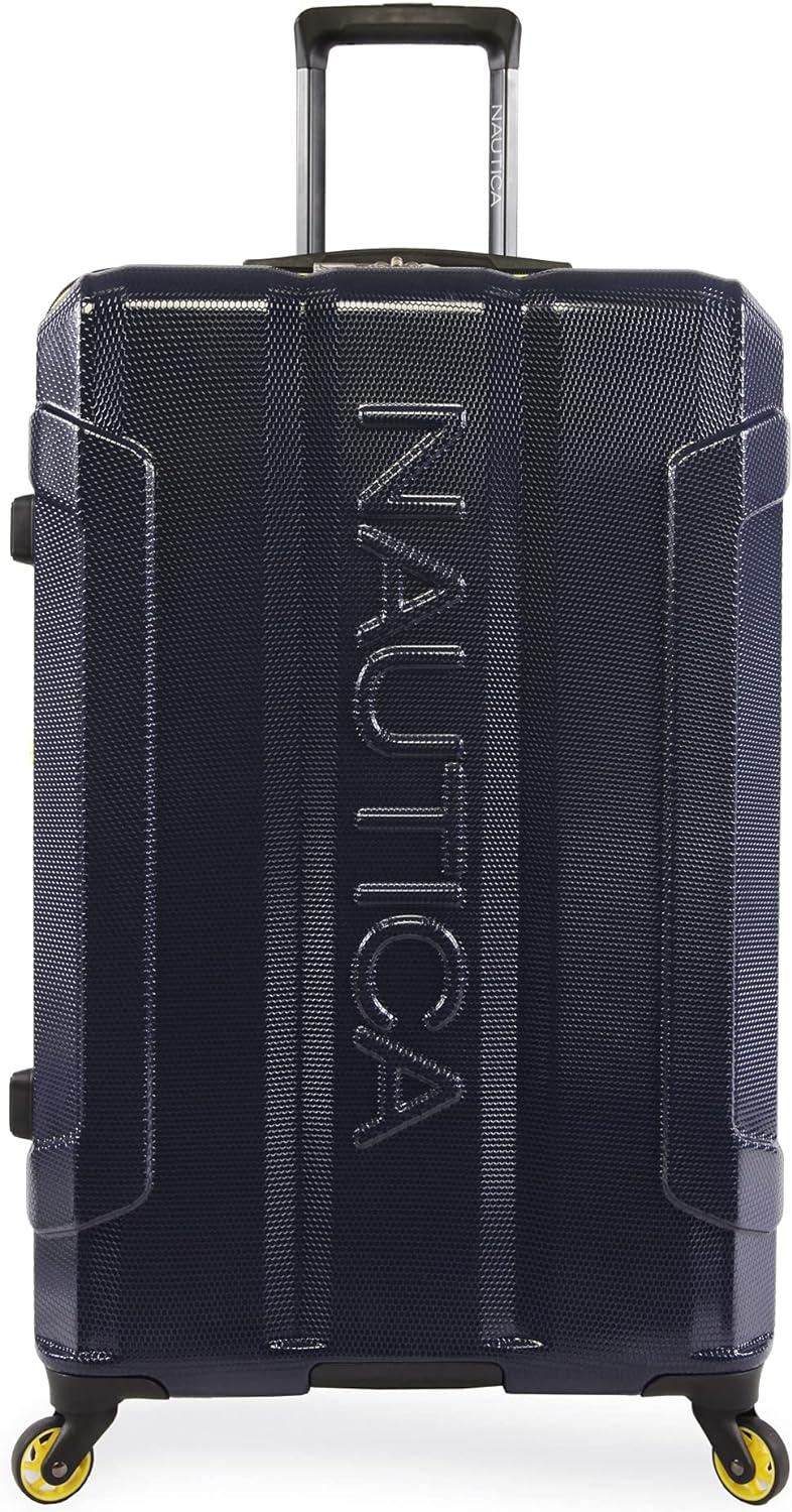 imageNautica Maker 21quot Carry On Hardside Spinner LuggageNavyYellow