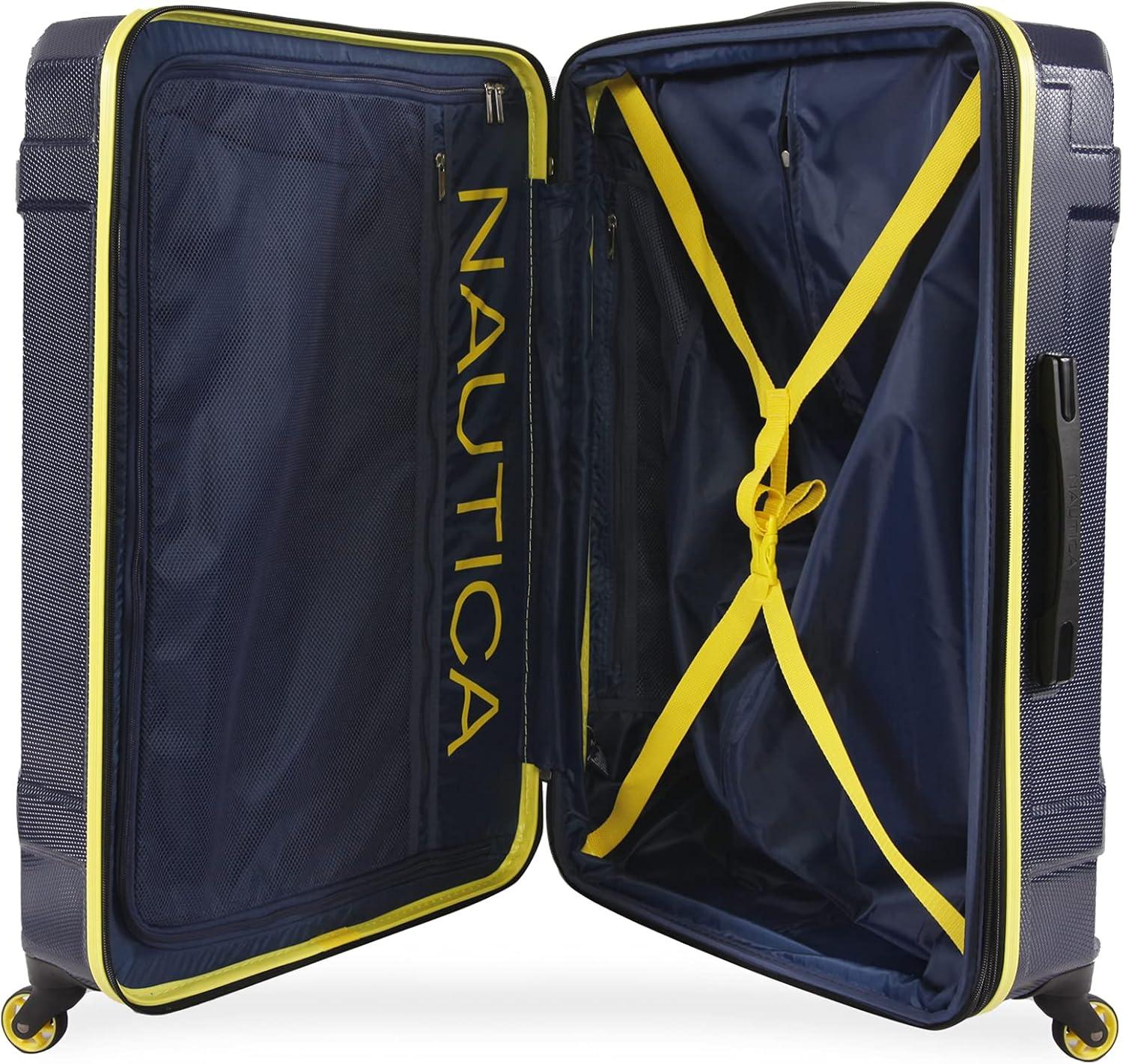 imageNautica Maker 21quot Carry On Hardside Spinner LuggageNavyYellow
