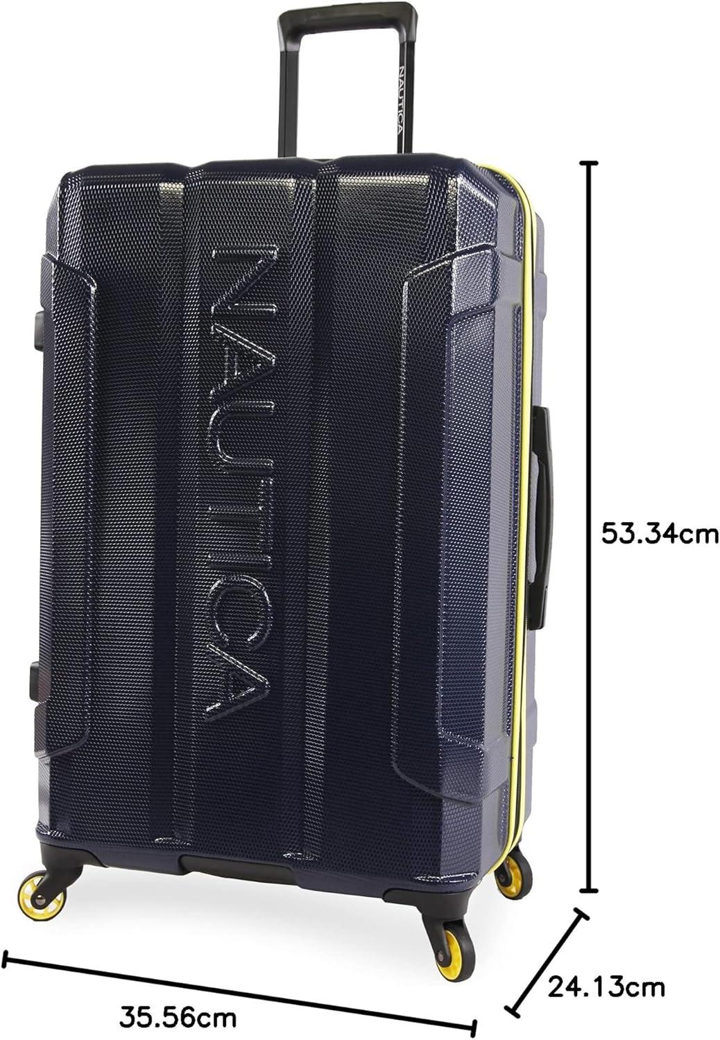 imageNautica Maker 21quot Carry On Hardside Spinner LuggageNavyYellow