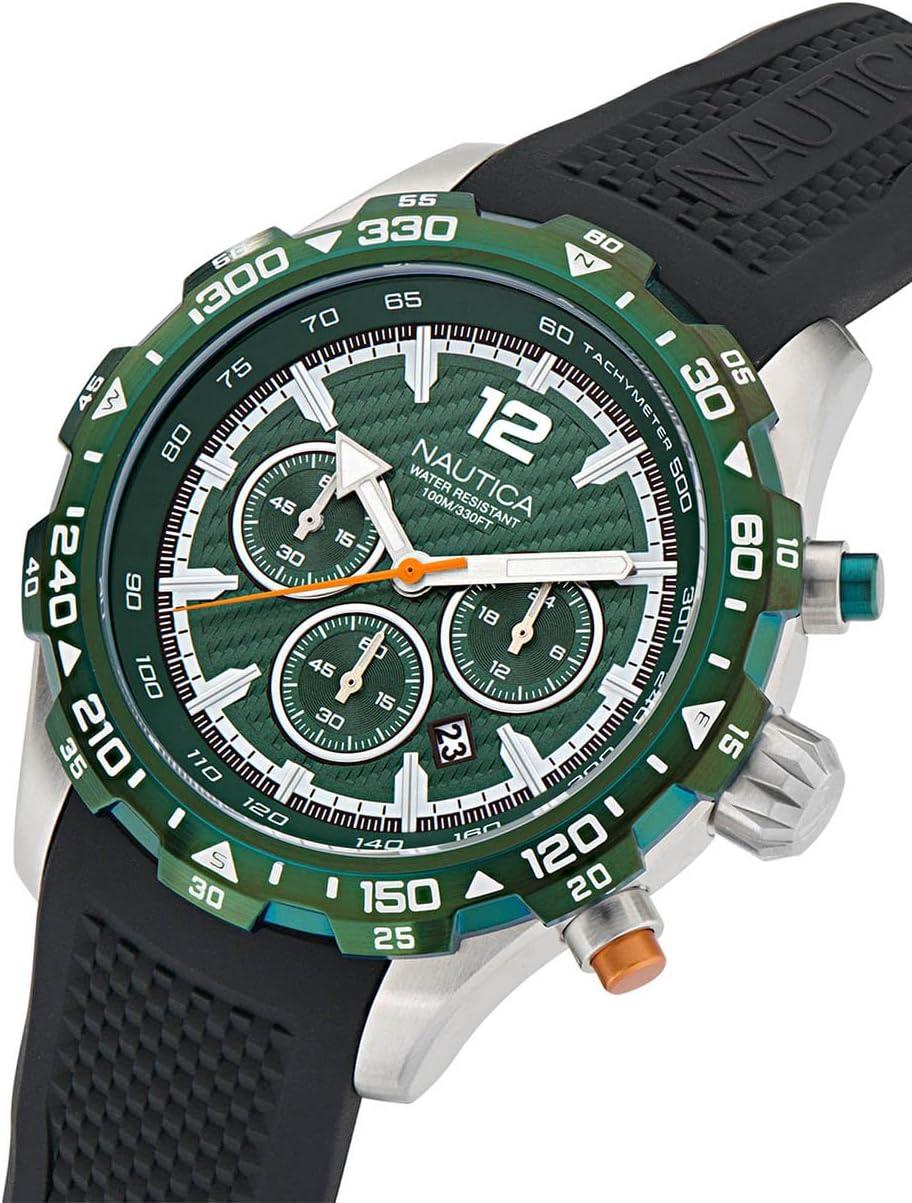 imageNautica Mens Black Silicone Strap Watch Model NAPNSS407