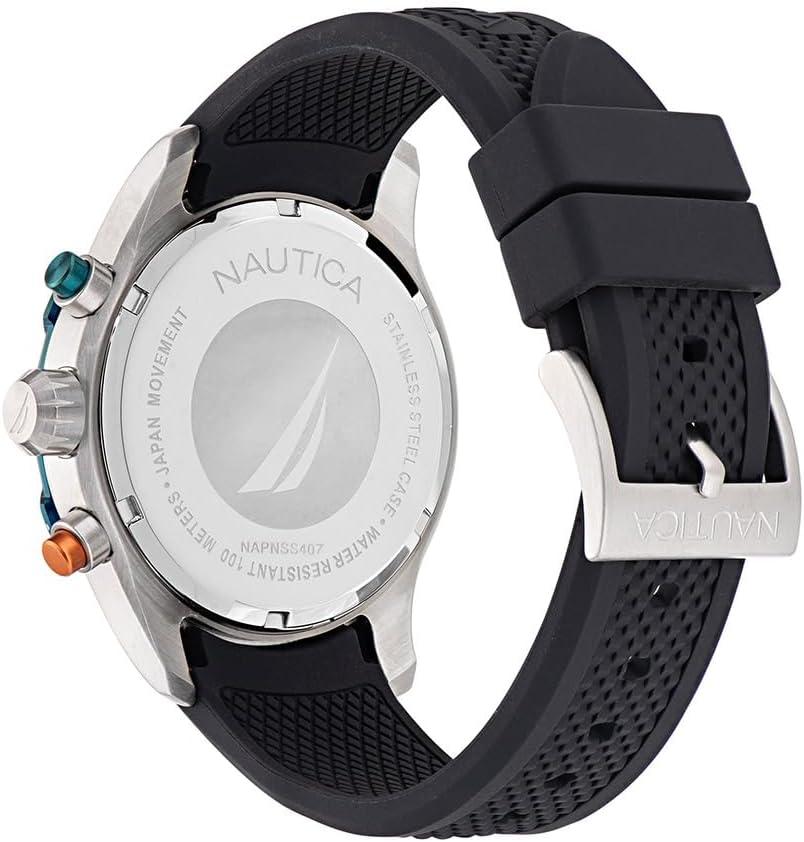 imageNautica Mens Black Silicone Strap Watch Model NAPNSS407