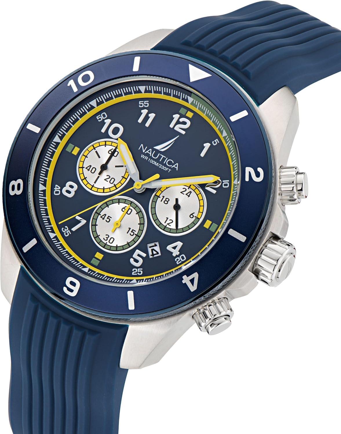 imageNautica Mens Blue Silicone Strap Watch Model NAPNOS402