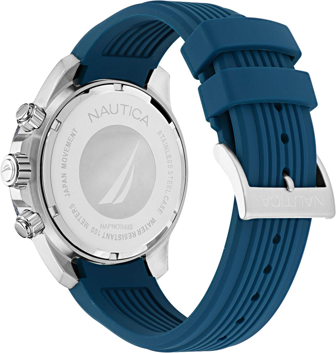 imageNautica Mens Blue Silicone Strap Watch Model NAPNOS402