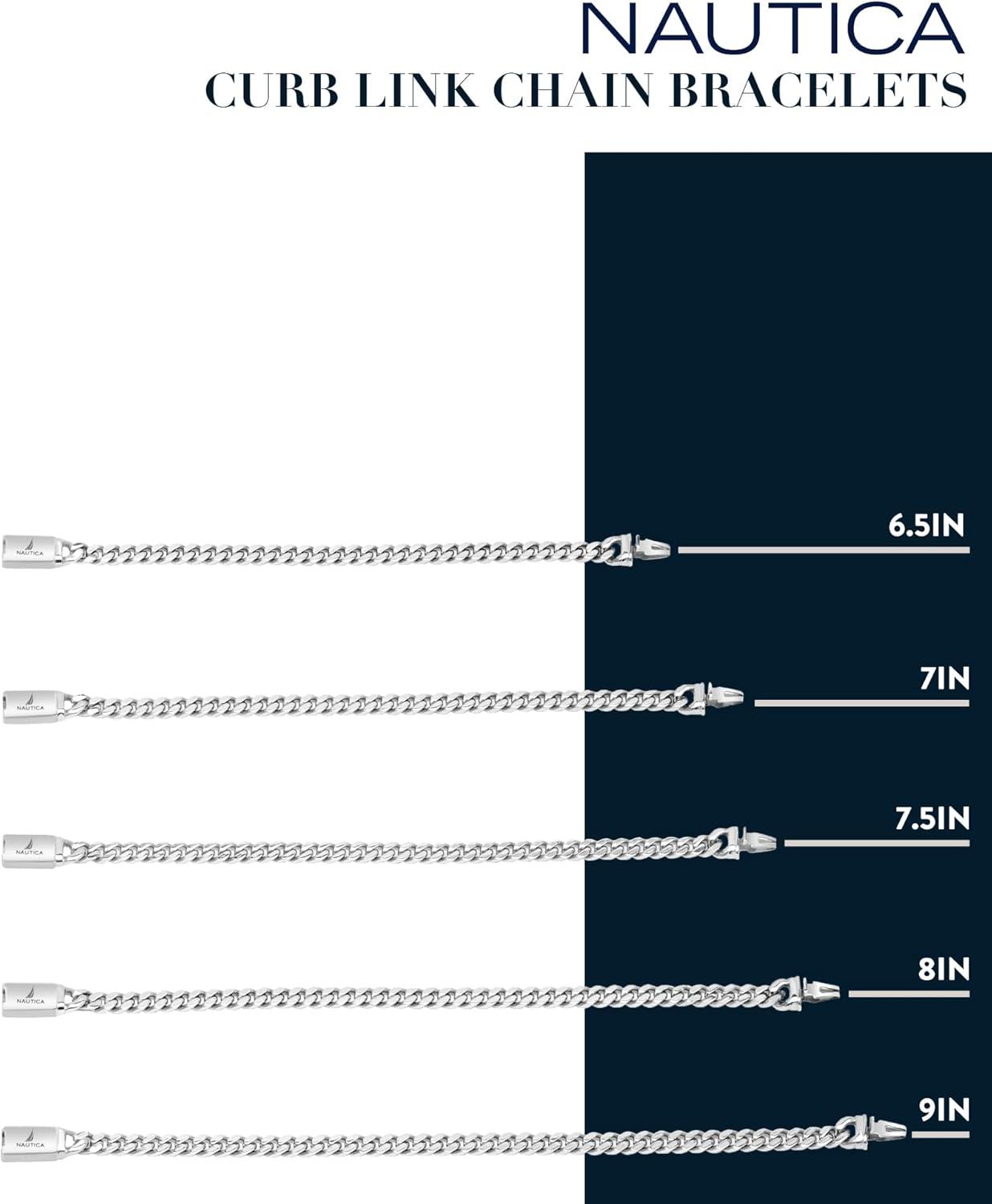 imageNautica Mens BraceletOxidized Stainless Steel Curb Link Chain Bracelet for Women and Men5 Mm