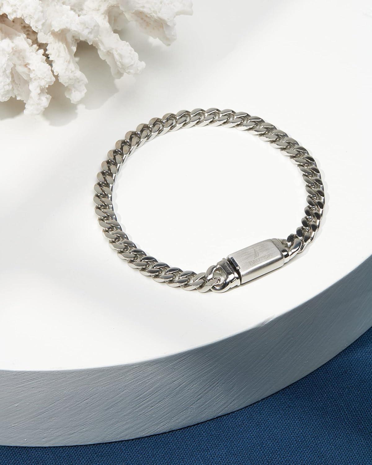 imageNautica Mens BraceletOxidized Stainless Steel Curb Link Chain Bracelet for Women and Men5 Mm