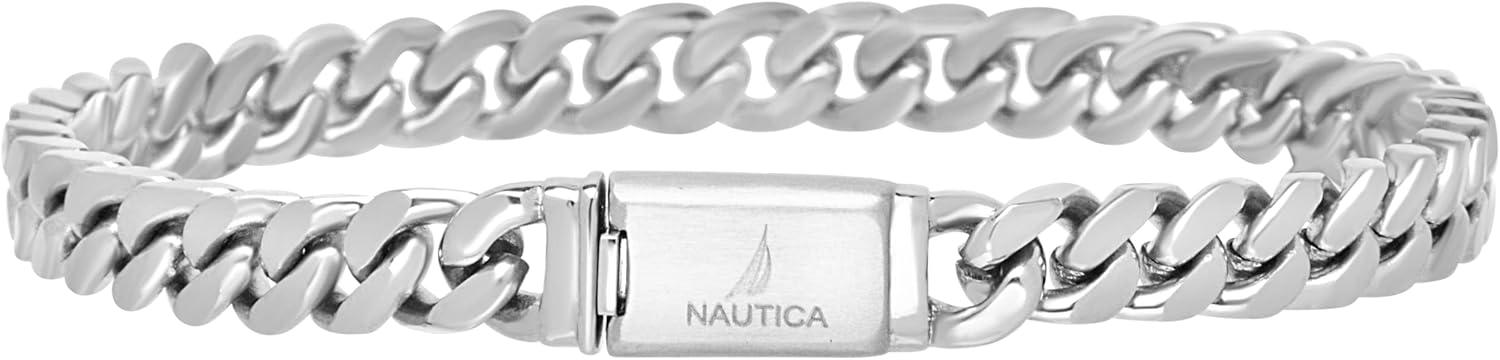 imageNautica Mens BraceletOxidized Stainless Steel Curb Link Chain Bracelet for Women and Men7 MM