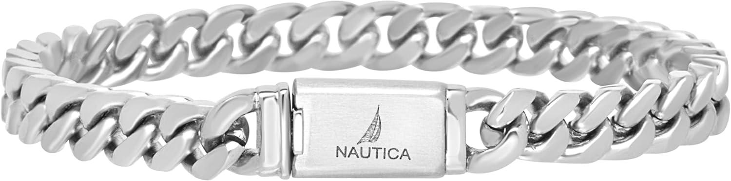 imageNautica Mens BraceletOxidized Stainless Steel Curb Link Chain Bracelet for Women and Men7 MM