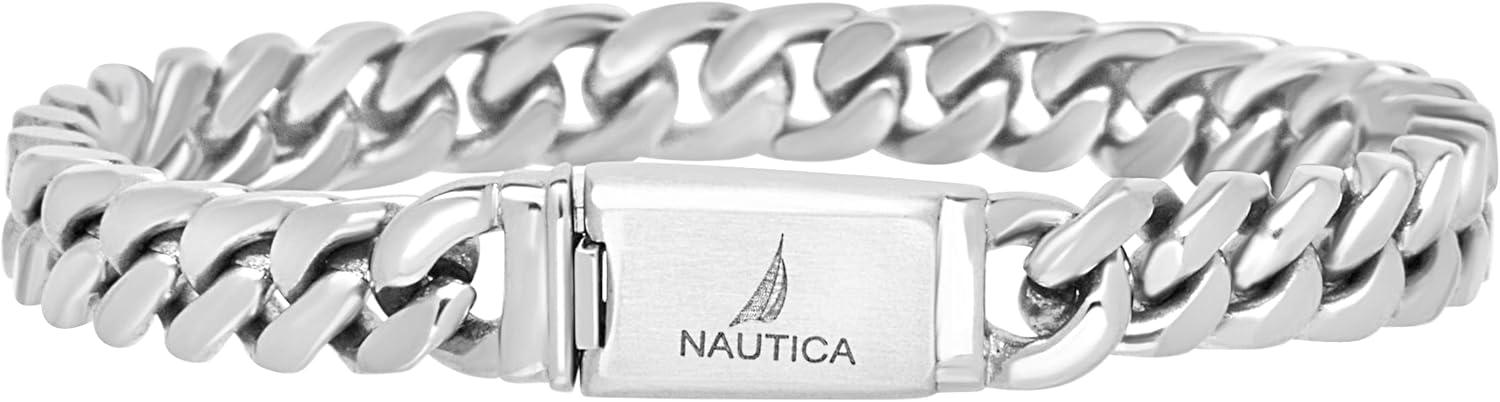 imageNautica Mens BraceletOxidized Stainless Steel Curb Link Chain Bracelet for Women and Men7 MM