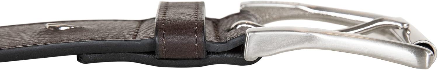 imageNautica Mens Signature Leather and Canvas Belt  Ribbon Detail  Flag Design  Classic  Casual  Metal BuckleEmbossed Logo  Brown