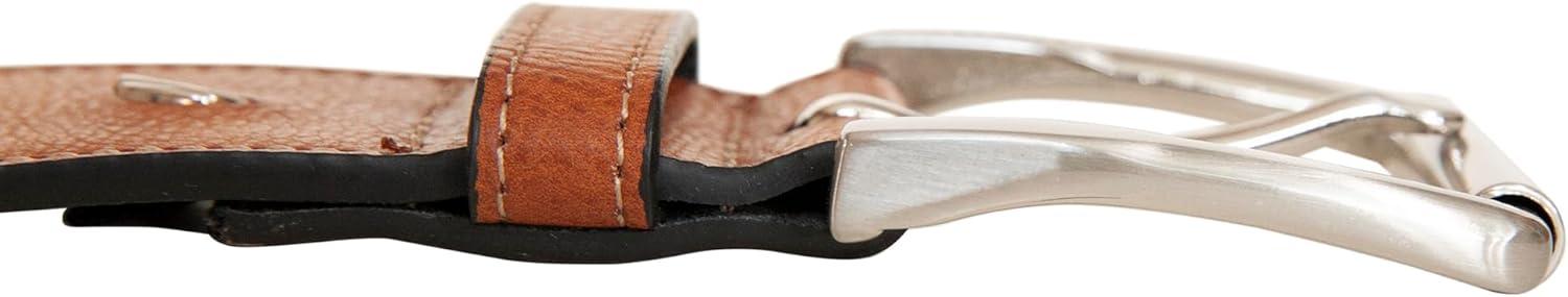 imageNautica Mens Signature Leather and Canvas Belt  Ribbon Detail  Flag Design  Classic  Casual  Metal BuckleEmbossed Logo  Tan