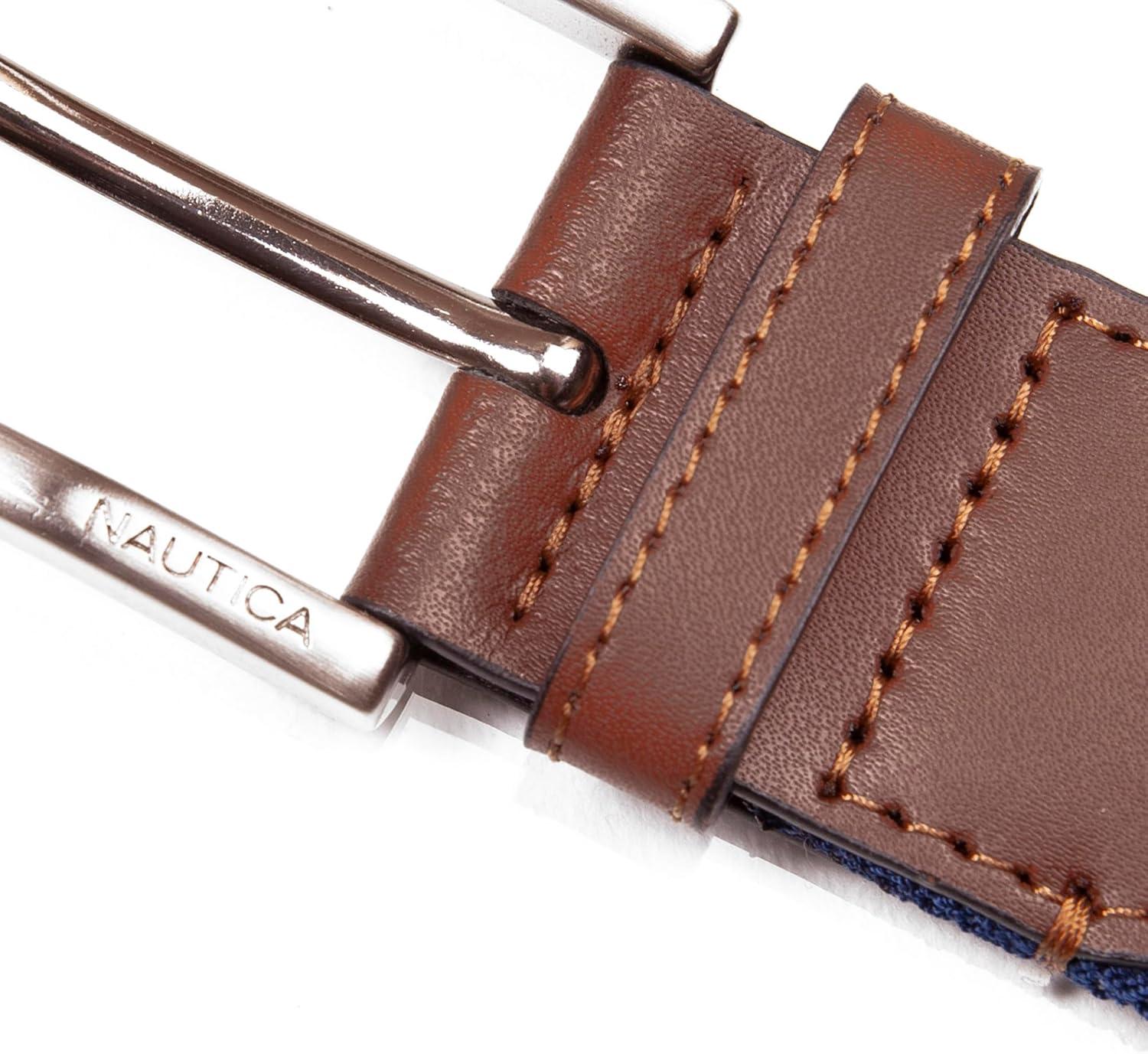 imageNautica Mens Stretch Belt  Elastic  Adjustable  Classic  Everyday  Business  Work  Casual  Metal BuckleStretch Webbing  NavyRed