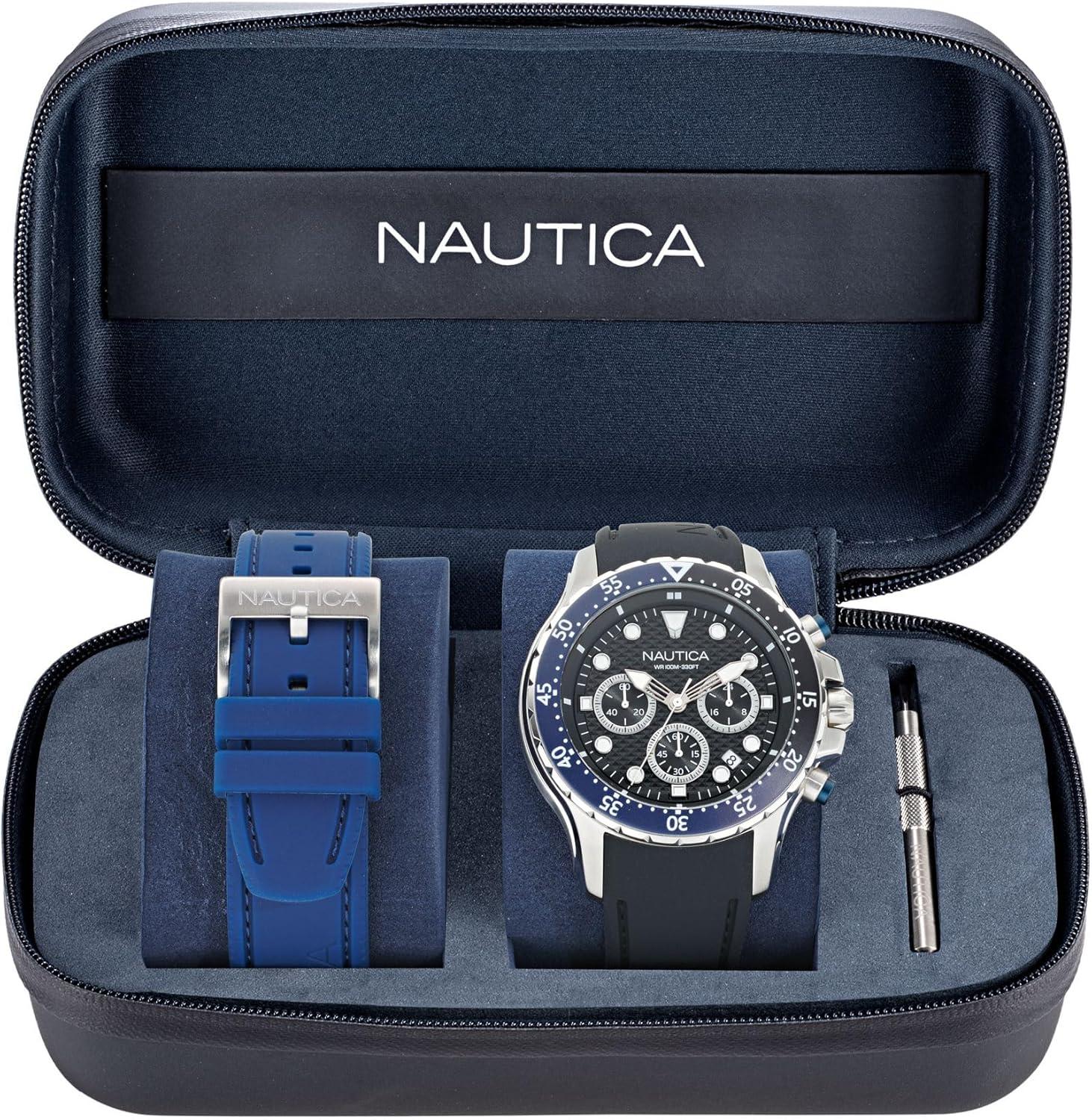 imageNautica NST Silicone Strap Watch Box Set