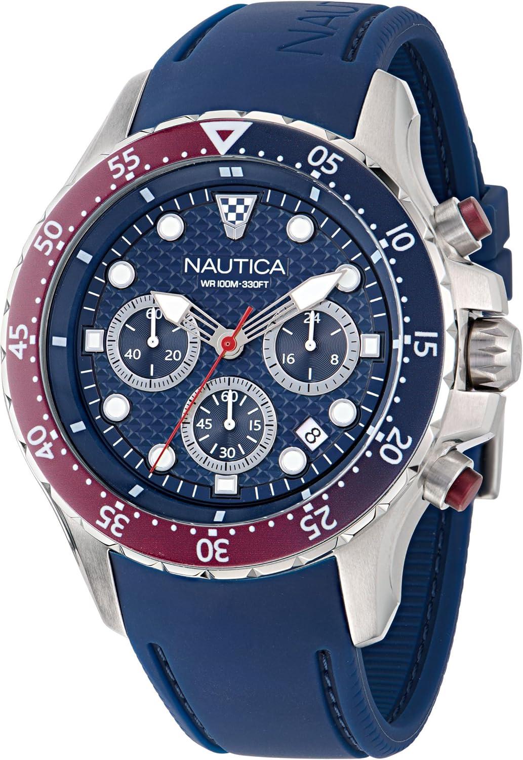 imageNautica NST Stainless Steel Bracelet ampamp Silicone Strap Watch Box Set