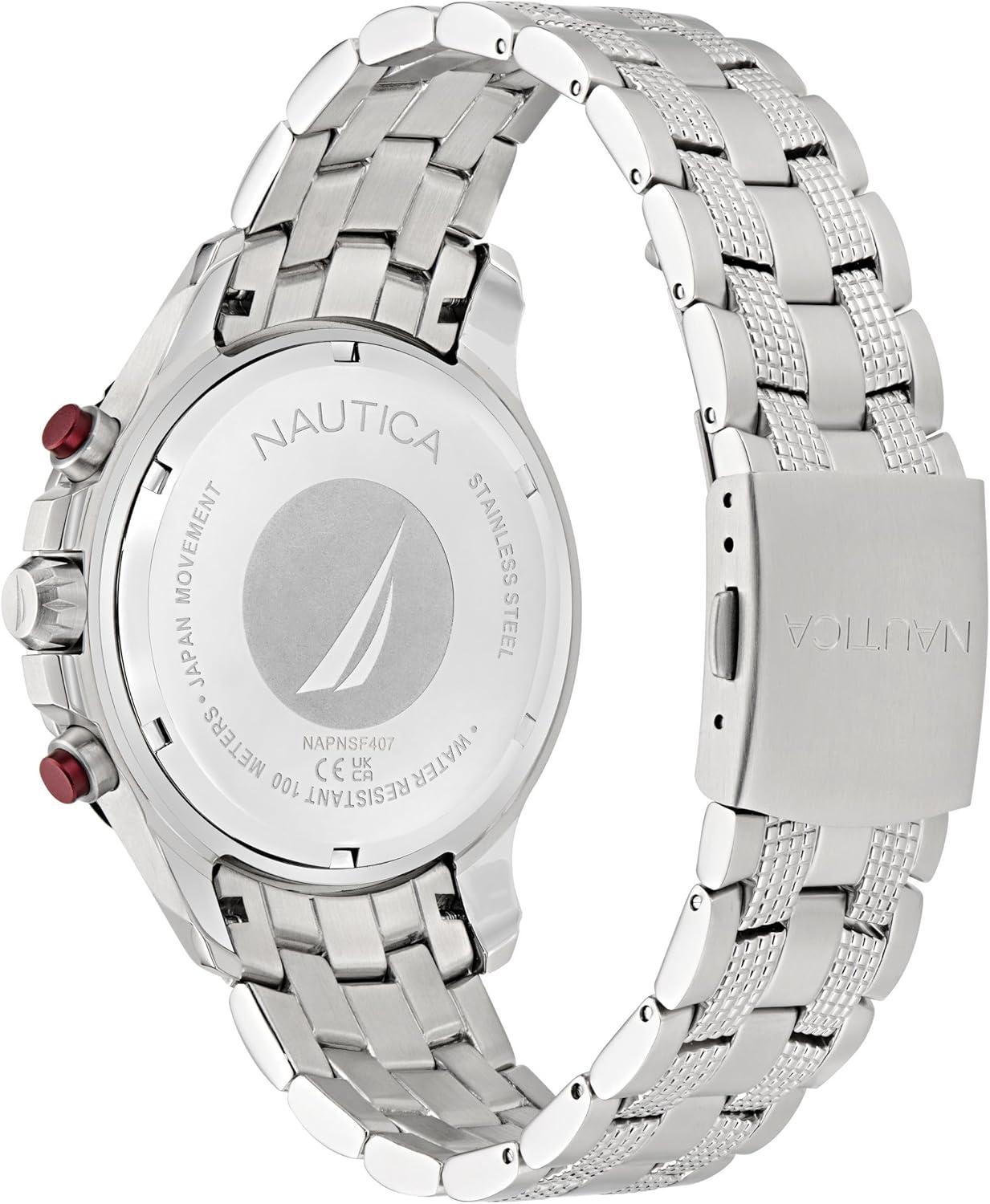 imageNautica NST Stainless Steel Bracelet ampamp Silicone Strap Watch Box Set