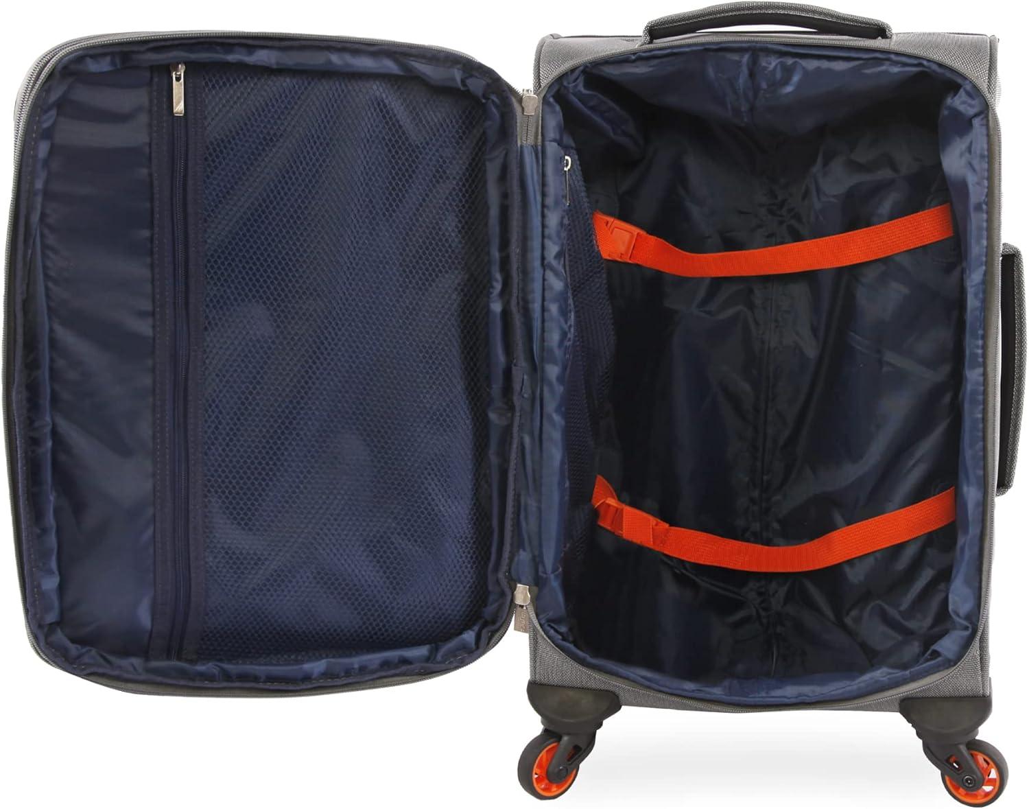 imageNautica Pathfinder 2pc Softside Luggage Set Carry On  DuffelGreyOrange
