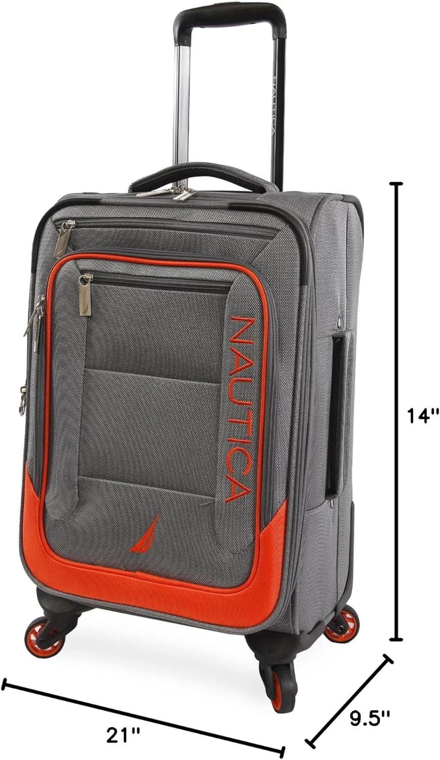 imageNautica Pathfinder 2pc Softside Luggage Set Carry On  DuffelGreyOrange