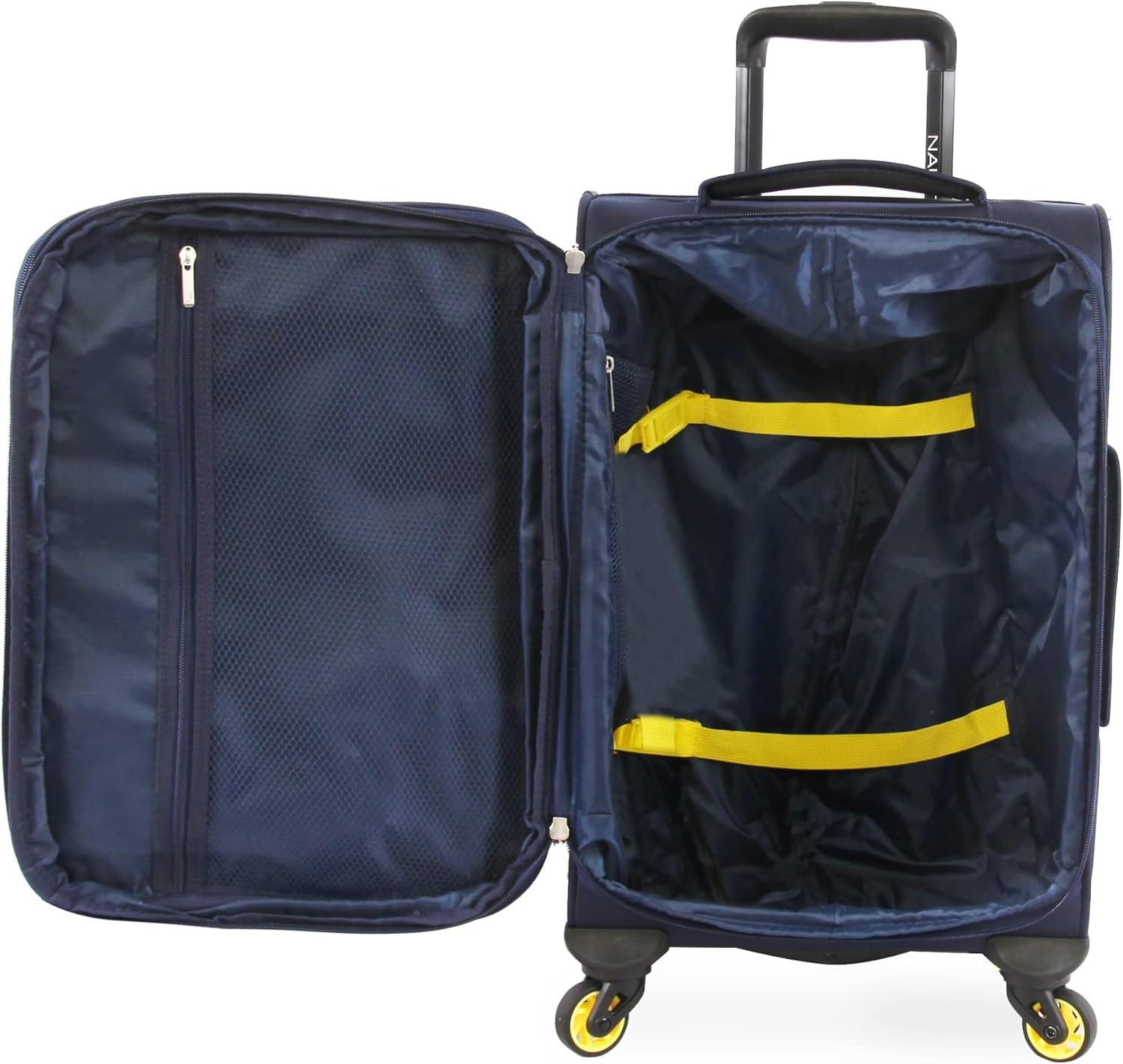 imageNautica Pathfinder 2pc Softside Luggage Set Carry On  DuffelNavyYellow