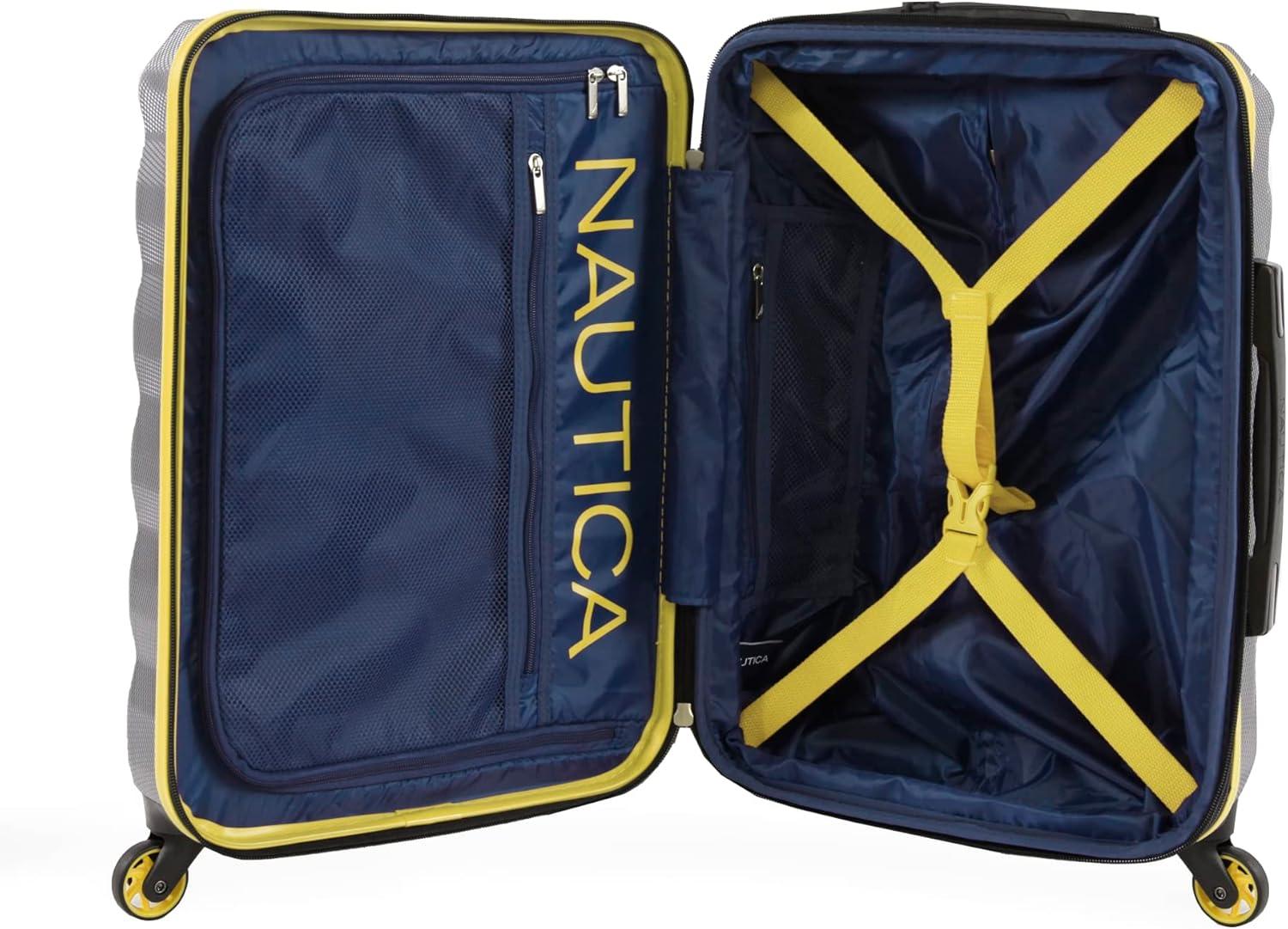 imageNautica Quest 21quot Carry On Hardside Spinner LuggageNavy  Yellow