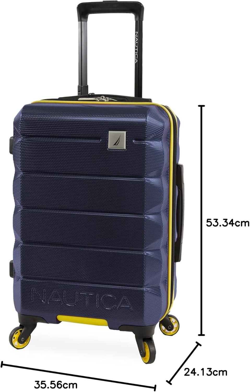 imageNautica Quest 21quot Carry On Hardside Spinner LuggageNavy  Yellow