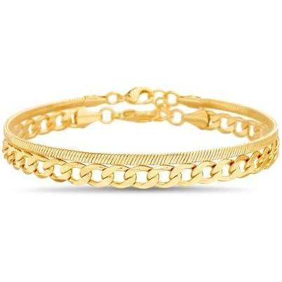 imageNautica 14K Gold Plated Brass Anklet  Double Row Layered Chain Anklet for WomenCurbSnake
