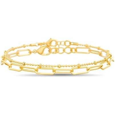 imageNautica 14K Gold Plated Brass Anklet  Double Row Layered Chain Anklet for WomenRoloDisc