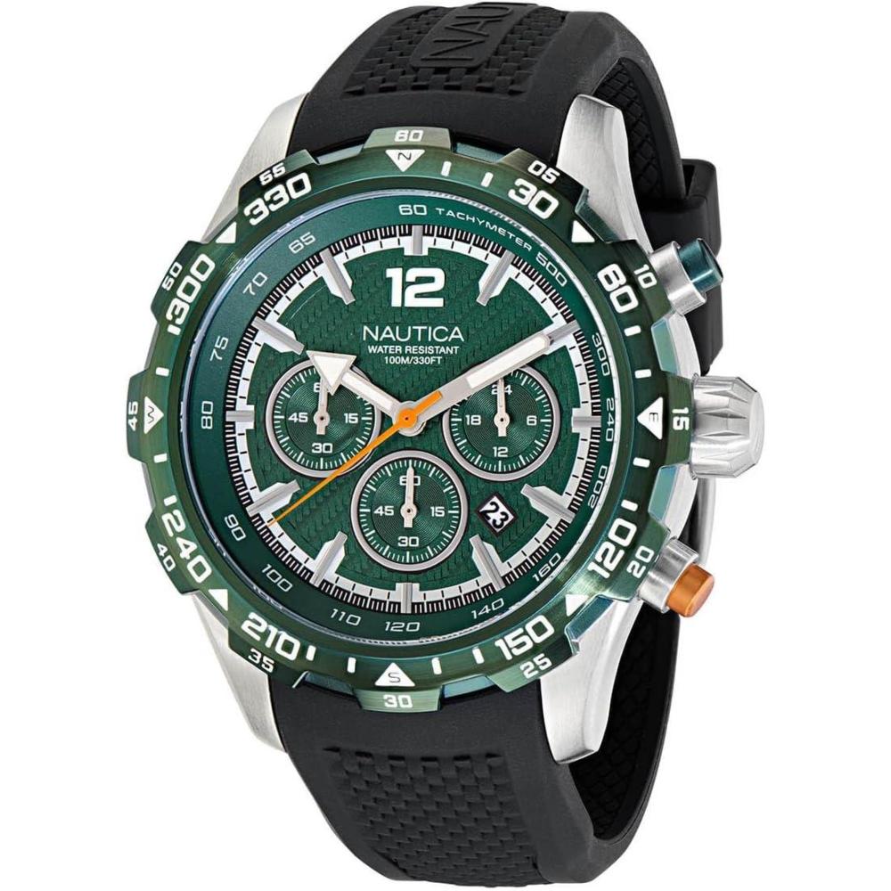 imageNautica Mens Black Silicone Strap Watch Model NAPNSS407