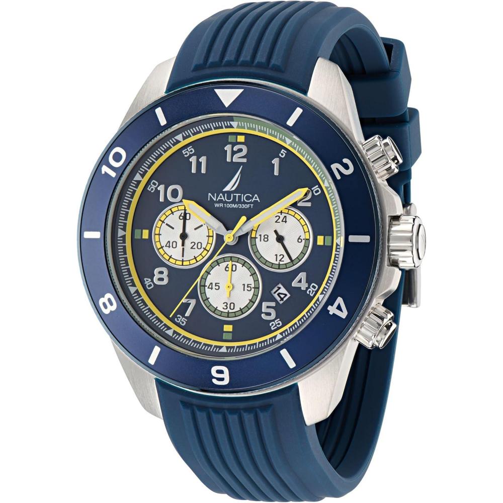 imageNautica Mens Blue Silicone Strap Watch Model NAPNOS402