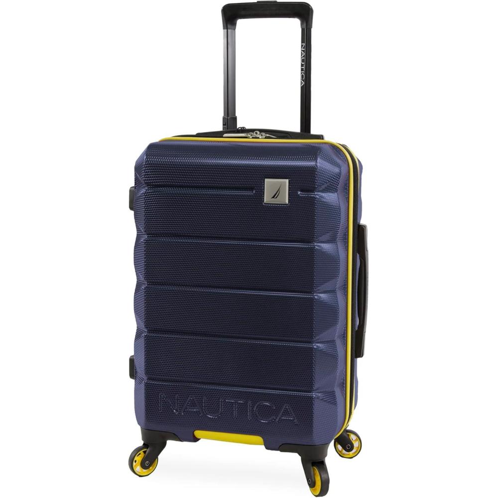 imageNautica Quest 21quot Carry On Hardside Spinner LuggageNavy  Yellow