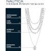 imageNautica 14K Gold Plated Brass Necklace  Four Row Layered Pendant Chain Necklace for Women White With Stone