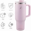 imageNautica 40 oz Large Insulated Tumbler with Handle ampamp Straw with screw on cap Reusable Water Bottle Stainless Steel Travel Mug for Hot Cold or Iced Drink BPAFree Fits Car Cup Holders Light BluePink