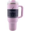 imageNautica 40 oz Large Insulated Tumbler with Handle ampamp Straw with screw on cap Reusable Water Bottle Stainless Steel Travel Mug for Hot Cold or Iced Drink BPAFree Fits Car Cup Holders Light BluePink