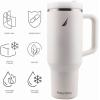 imageNautica 40 oz Large Insulated Tumbler with Handle ampamp Straw with screw on cap Reusable Water Bottle Stainless Steel Travel Mug for Hot Cold or Iced Drink BPAFree Fits Car Cup Holders Light BlueCream