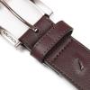 imageNautica Mens Signature Leather and Canvas Belt  Ribbon Detail  Flag Design  Classic  Casual  Metal BuckleEmbossed Logo  Brown