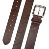 imageNautica Mens Signature Leather and Canvas Belt  Ribbon Detail  Flag Design  Classic  Casual  Metal BuckleEmbossed Logo  Brown