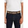 imageNautica Mens Signature Leather and Canvas Belt  Ribbon Detail  Flag Design  Classic  Casual  Metal BuckleSignature Logo  Beige