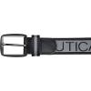 imageNautica Mens Signature Leather and Canvas Belt  Ribbon Detail  Flag Design  Classic  Casual  Metal BuckleSignature Logo  Grey