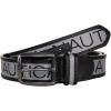 imageNautica Mens Signature Leather and Canvas Belt  Ribbon Detail  Flag Design  Classic  Casual  Metal BuckleSignature Logo  Grey