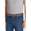 imageNautica Mens Signature Leather and Canvas Belt  Ribbon Detail  Flag Design  Classic  Casual  Metal BuckleSignature Logo  Navy