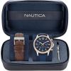 imageNautica NCT Blue Ocean Silicone ampamp Leather Strap Watch Box Set