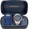 imageNautica NST Stainless Steel Bracelet ampamp Silicone Strap Watch Box Set
