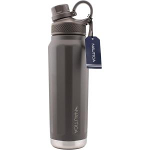 imageNautica 25 oz hydration flask DoubleWall Vacuum Insulated bottle Leak Proof ampamp BPA Free LIGHT BLUEMED GREY